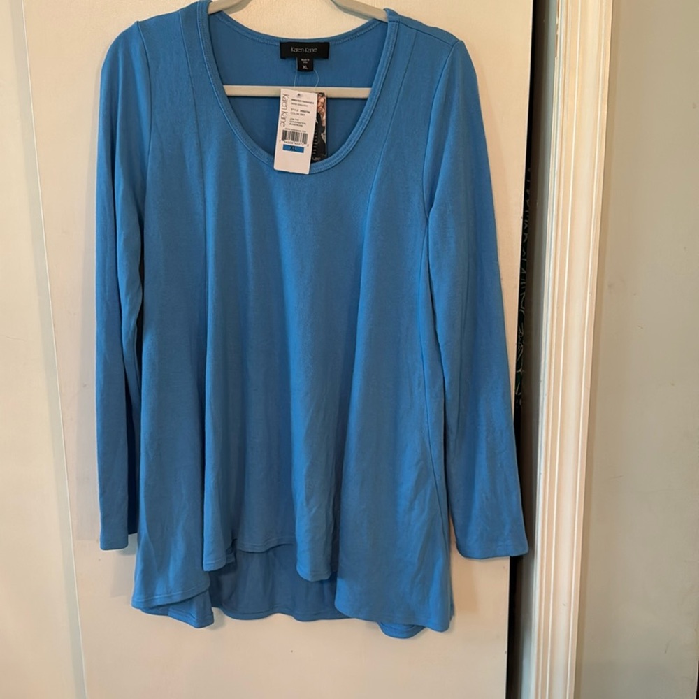 NWT Karen Kane  Blue Tunic Top Womens Size L